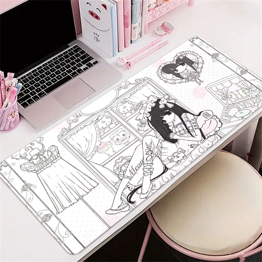 Leather Desk Pad - Anime Aesthetics Leather Mouse Pad Pink