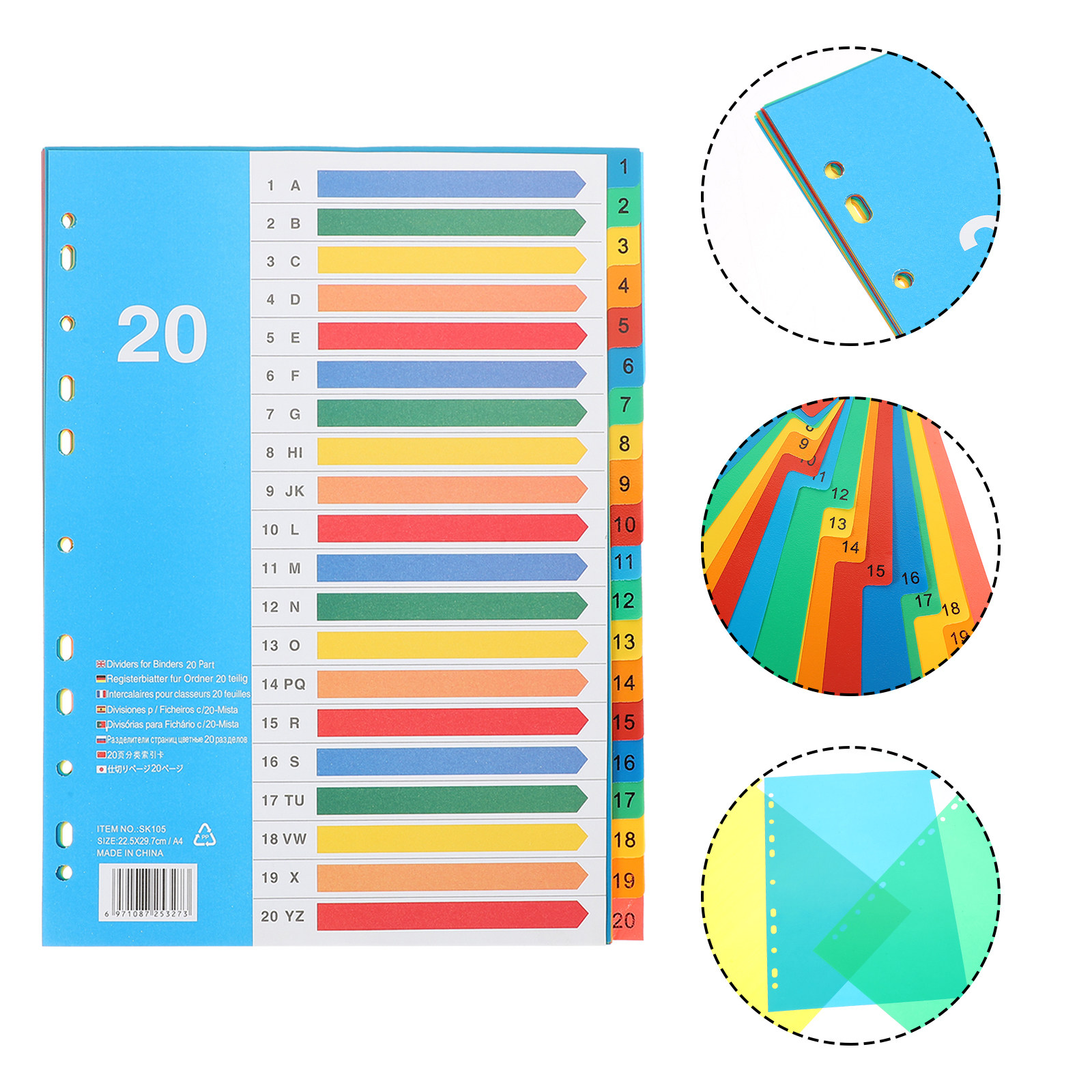 5Pcs Binder Dividers Colorful  - đánh giá và giá Tab Divider A4